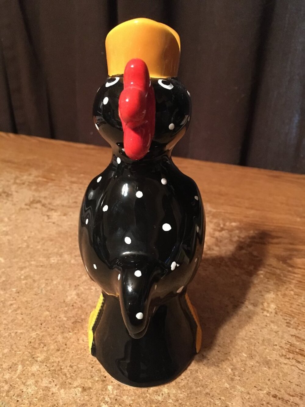 MCNUTTS DEPT 56 1988 BLACK POLKA DOT ROOSTER CHICKEN TAPERED CANDLE HOLDER - Picture 3 of 10
